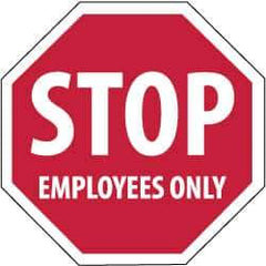 NMC - "Stop - Employees Only", 12" Wide x 12" High, Plastic Stop & Yield Signs - 0.05" Thick, White on Red, Octagon, Wall Mount - All Tool & Supply