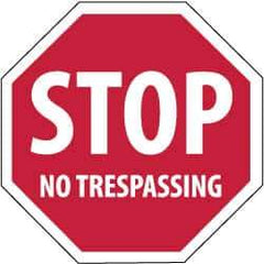 NMC - "Security Notice - Stop - No Trespassing", 12" Long x 12" Wide, Rigid Plastic Safety Sign - Hexagon, 0.05" Thick, Use for Security & Admittance - All Tool & Supply