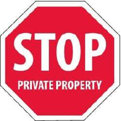 NMC - "Security Notice - Stop - Private Property", 12" Long x 12" Wide, Rigid Plastic Safety Sign - Hexagon, 0.05" Thick, Use for Security & Admittance - All Tool & Supply