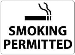 NMC - "Smoking Permitted", 10" Long x 14" Wide, Aluminum Safety Sign - Rectangle, 0.04" Thick, Use for Smoking Regulations - All Tool & Supply