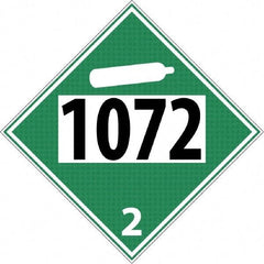 NMC - DOT - Shipping & Vehicle - 1072, 10-3/4" Wide x 10-3/4" High, Rigid Plastic Placard - Black & White on Green, UV Resistant, Chemical Resistant, Graffiti Proof - All Tool & Supply