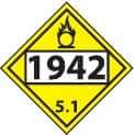 NMC - DOT - Shipping & Vehicle - 1942, 10-3/4" Wide x 10-3/4" High, Pressure-Sensitive Vinyl Placard - Black & White on Yellow, UV Resistant, Chemical Resistant, Graffiti Proof - All Tool & Supply