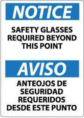 NMC - "Notice - Safety Glasses Required Beyond This Point", 14" Long x 10" Wide, Aluminum Safety Sign - Rectangle, 0.04" Thick, Use for Accident Prevention - All Tool & Supply