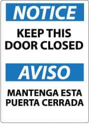 NMC - "Notice - Keep This Door Closed", 14" Long x 10" Wide, Aluminum Safety Sign - Rectangle, 0.04" Thick, Use for Accident Prevention - All Tool & Supply