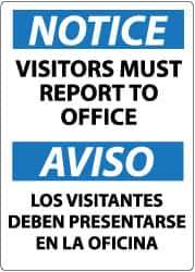 NMC - "Notice - Visitors Must Report to Office", 14" Long x 10" Wide, Aluminum Safety Sign - Rectangle, 0.04" Thick, Use for Security & Admittance - All Tool & Supply