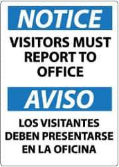 NMC - "Notice - Visitors Must Report to Office", 14" Long x 10" Wide, Rigid Plastic Safety Sign - Rectangle, 0.05" Thick, Use for Security & Admittance - All Tool & Supply