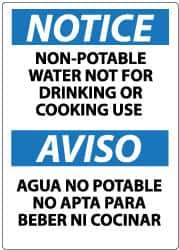 NMC - "Notice - Non-Potable Water - Not for Drinking or Cooking Use", 14" Long x 10" Wide, Rigid Plastic Safety Sign - Rectangle, 0.05" Thick, Use for Hazardous Materials - All Tool & Supply