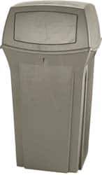 Rubbermaid - 35 Gal Beige Square Trash Can - Polyethylene, 41" High x 21-1/2" Long x 21-1/2" Wide - All Tool & Supply