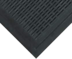 Wearwell - 5 Ft. Long x 3 Ft. Wide, Natural Rubber Surface, Raised Bars and Scrapers (Reversible) Entrance Matting - 5/16 Inch Thick, Outdoor, SBR Rubber, Black, 4 Edged Side, Series 224 - All Tool & Supply