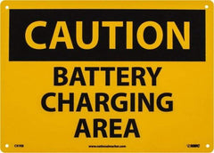 NMC - "Caution - Battery Charging Area", 10" Long x 14" Wide, Aluminum Safety Sign - Rectangle, 0.04" Thick, Use for Accident Prevention - All Tool & Supply