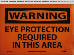 NMC - "Warning - Eye Protection Required in This Area", 7" Long x 10" Wide, Pressure-Sensitive Vinyl Safety Sign - Rectangle, 0.004" Thick, Use for Accident Prevention - All Tool & Supply