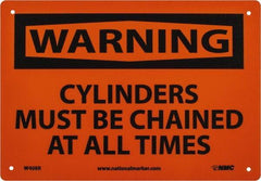 NMC - "Warning - Cylinders Must Be Chained at All Times", 7" Long x 10" Wide, Rigid Plastic Safety Sign - Rectangle, 0.05" Thick, Use for Accident Prevention - All Tool & Supply