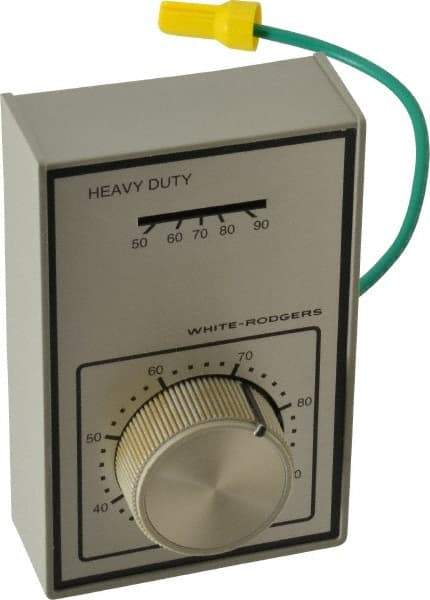 White-Rodgers - 40 to 90°F, 1 Heat, 1 Cool, Heavy-Duty Line Voltage Thermostat - 120 to 277 Volts, SPDT Switch - All Tool & Supply