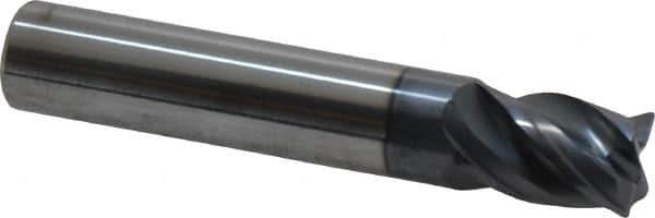 SGS - 7/16", 4 Flute, Single End, Solid Carbide, 0.0150 - 0.0200" Corner Radius End Mill - 2-1/2" OAL, Right Hand Flute, 5/8" LOC, Right Hand Cut - All Tool & Supply