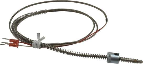 Thermo Electric - 32 to 900°F, J Universal Temp, Thermocouple Probe - 4-1/2 Ft. Cable Length, Stripped Ends with Spade Lugs, 1/4 Inch Probe Sheath Length, 1 Sec Response Time - All Tool & Supply