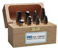 SGS Pro - 8 Piece, 3/16" Shank Burr Set - Tungsten Carbide, Multiple Head Shape - All Tool & Supply