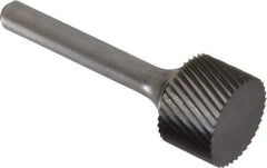 SGS Pro - 3/4" Cut Diam, 1/4" Shank Diam, Cylinder Head Single Cut Burr - Carbide, Flat End, 1/2" LOC - All Tool & Supply