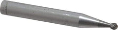 SGS Pro - 1/8" Cut Diam, 1/4" Shank Diam, Ball Head Single Cut Burr - Carbide, Radius End, 3/32" LOC - All Tool & Supply