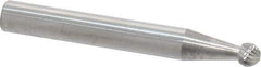 SGS Pro - 3/16" Cut Diam, 1/4" Shank Diam, Ball Head Single Cut Burr - Carbide, Radius End, 1/8" LOC - All Tool & Supply