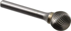 SGS Pro - 5/8" Cut Diam, 1/4" Shank Diam, Ball Head Single Cut Burr - Carbide, Radius End, 9/16" LOC - All Tool & Supply