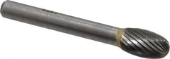 SGS Pro - 3/8" Cut Diam, 1/4" Shank Diam, Oval Head Single Cut Burr - Carbide, Radius End, 5/8" LOC - All Tool & Supply