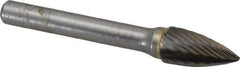 SGS Pro - 3/8" Cut Diam, 1/4" Shank Diam, Tree Head Single Cut Burr - Carbide, Point End, 3/4" LOC, 2-1/2" OAL - All Tool & Supply