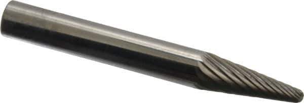 SGS Pro - 1/4" Cut Diam, 1/4" Shank Diam, Taper Head Single Cut Burr - Carbide, Radius End, 5/8" LOC - All Tool & Supply