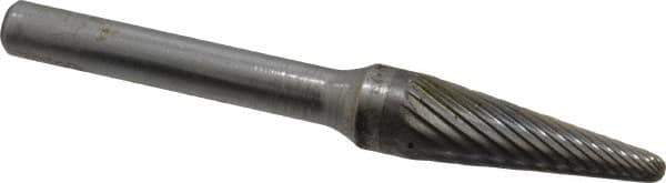 SGS Pro - 3/8" Cut Diam, 1/4" Shank Diam, Taper Head Single Cut Burr - Carbide, Radius End, 1-1/16" LOC - All Tool & Supply