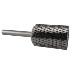 SGS Pro - 5/8" Cut Diam, 1/4" Shank Diam, Cylinder Head Double Cut Burr - Carbide, Flat End, 1" LOC, 2-3/4" OAL - All Tool & Supply