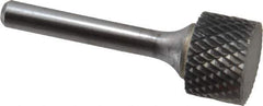 SGS Pro - 3/4" Cut Diam, 1/4" Shank Diam, Cylinder Head Double Cut Burr - Carbide, Flat End, 1/2" LOC - All Tool & Supply