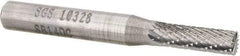 SGS Pro - 3/16" Cut Diam, 1/4" Shank Diam, Cylinder with End Cut Head Double Cut Burr - Carbide, End Cut End, 5/8" LOC, 2" OAL - All Tool & Supply