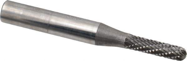 SGS Pro - 5/32" Cut Diam, 1/4" Shank Diam, Cylinder with Radius Head Double Cut Burr - Carbide, Radius End, 5/8" LOC - All Tool & Supply