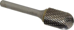 SGS Pro - 5/8" Cut Diam, 1/4" Shank Diam, Cylinder with Radius Head Double Cut Burr - Carbide, Radius End, 1" LOC, 2-3/4" OAL - All Tool & Supply