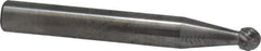 SGS Pro - 3/16" Cut Diam, 1/4" Shank Diam, Ball Head Double Cut Burr - Carbide, Radius End, 1/8" LOC - All Tool & Supply