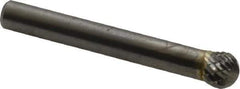 SGS Pro - 5/16" Cut Diam, 1/4" Shank Diam, Ball Head Double Cut Burr - Carbide, Radius End, 1/4" LOC - All Tool & Supply