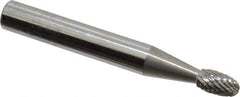 SGS Pro - 3/16" Cut Diam, 1/4" Shank Diam, Oval Head Double Cut Burr - Carbide, Radius End, 5/16" LOC - All Tool & Supply