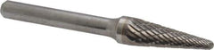 SGS Pro - 3/8" Cut Diam, 1/4" Shank Diam, Taper Head Double Cut Burr - Carbide, Radius End, 1-1/16" LOC - All Tool & Supply