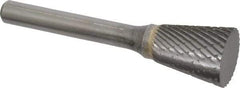 SGS Pro - 5/8" Cut Diam, 1/4" Shank Diam, Inverted Cone Head Double Cut Burr - Carbide, Flat End, 3/4" LOC - All Tool & Supply