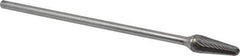 SGS Pro - 1/2" Cut Diam, 1/4" Shank Diam, Taper Head Single Cut Burr - Carbide, Radius End, 1-1/8" LOC - All Tool & Supply