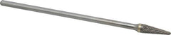 SGS Pro - 3/8" Cut Diam, 1/4" Shank Diam, Taper Head Double Cut Burr - Carbide, Radius End, 1-1/16" LOC - All Tool & Supply