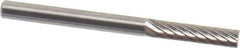 SGS Pro - 1/8" Cut Diam, 1/8" Shank Diam, Cylinder Head Single Cut Burr - Carbide, Flat End, 9/16" LOC, 1-1/2" OAL - All Tool & Supply