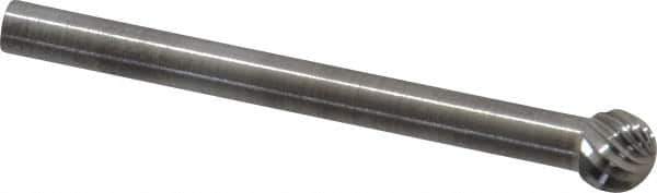 SGS Pro - 3/16" Cut Diam, 1/8" Shank Diam, Ball Head Single Cut Burr - Carbide, Radius End, 5/32" LOC - All Tool & Supply