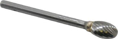 SGS Pro - 1/4" Cut Diam, 1/8" Shank Diam, Oval Head Single Cut Burr - Carbide, Radius End, 3/8" LOC - All Tool & Supply