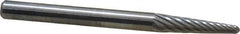 SGS Pro - 1/8" Cut Diam, 1/8" Shank Diam, Taper Head Single Cut Burr - Carbide, Radius End, 1/2" LOC, 1-1/2" OAL - All Tool & Supply