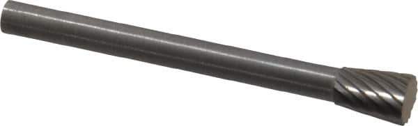 SGS Pro - 3/16" Cut Diam, 1/8" Shank Diam, Inverted Cone Head Single Cut Burr - Carbide, Flat End, 1/4" LOC - All Tool & Supply