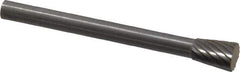 SGS Pro - 3/16" Cut Diam, 1/8" Shank Diam, Inverted Cone Head Single Cut Burr - Carbide, Flat End, 1/4" LOC - All Tool & Supply