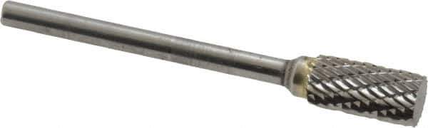 SGS Pro - 1/4" Cut Diam, 1/8" Shank Diam, Cylinder Head Double Cut Burr - Carbide, Flat End, 1/2" LOC, 2-1/4" OAL - All Tool & Supply