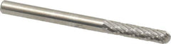 SGS Pro - 1/8" Cut Diam, 1/8" Shank Diam, Cylinder with Radius Head Double Cut Burr - Carbide, Radius End, 9/16" LOC, 1-1/2" OAL - All Tool & Supply