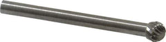 SGS Pro - 3/16" Cut Diam, 1/8" Shank Diam, Ball Head Double Cut Burr - Carbide, Radius End, 5/32" LOC - All Tool & Supply