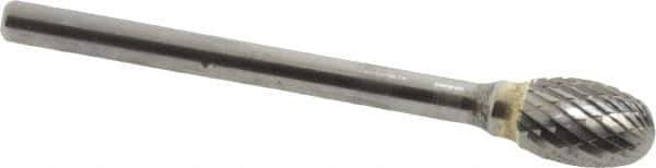 SGS Pro - 1/4" Cut Diam, 1/8" Shank Diam, Oval Head Double Cut Burr - Carbide, Radius End, 3/8" LOC - All Tool & Supply